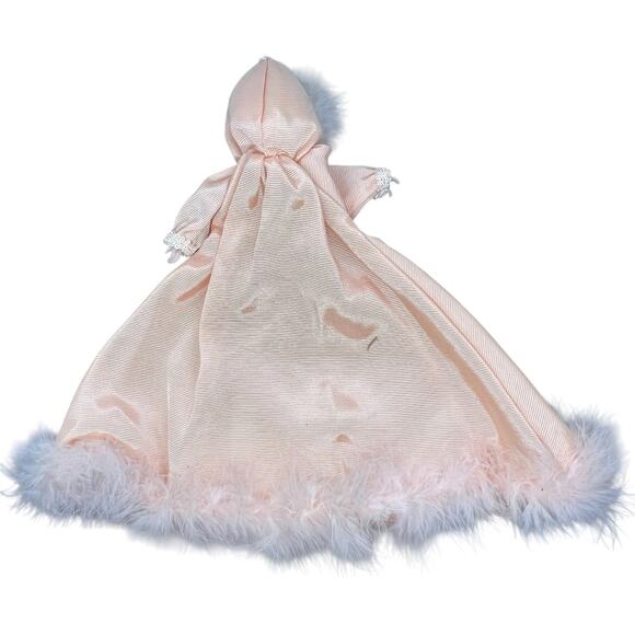 Porcelain Doll in Blush Striped Gown with Fur Trim - Picture 2 of 12